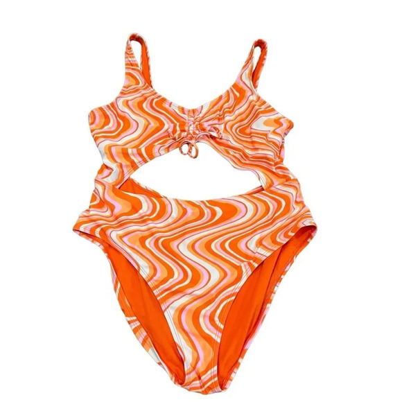 No Boundaries Other - EUC No Boundaries Monokini trippy orange pattern worn once size Juniors 15 XL